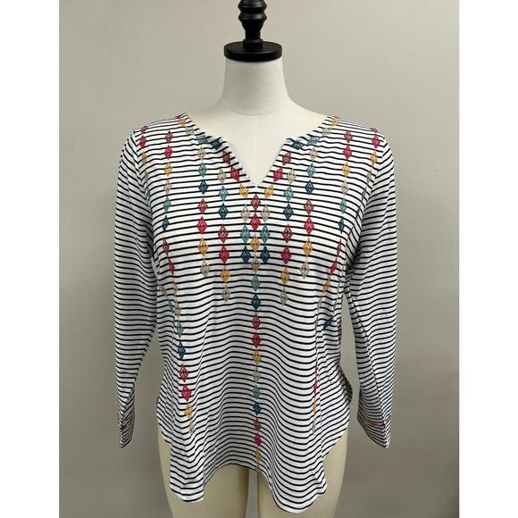 Savanna Jane - Andree’ by Unit - Embroidered Print Striped Top
